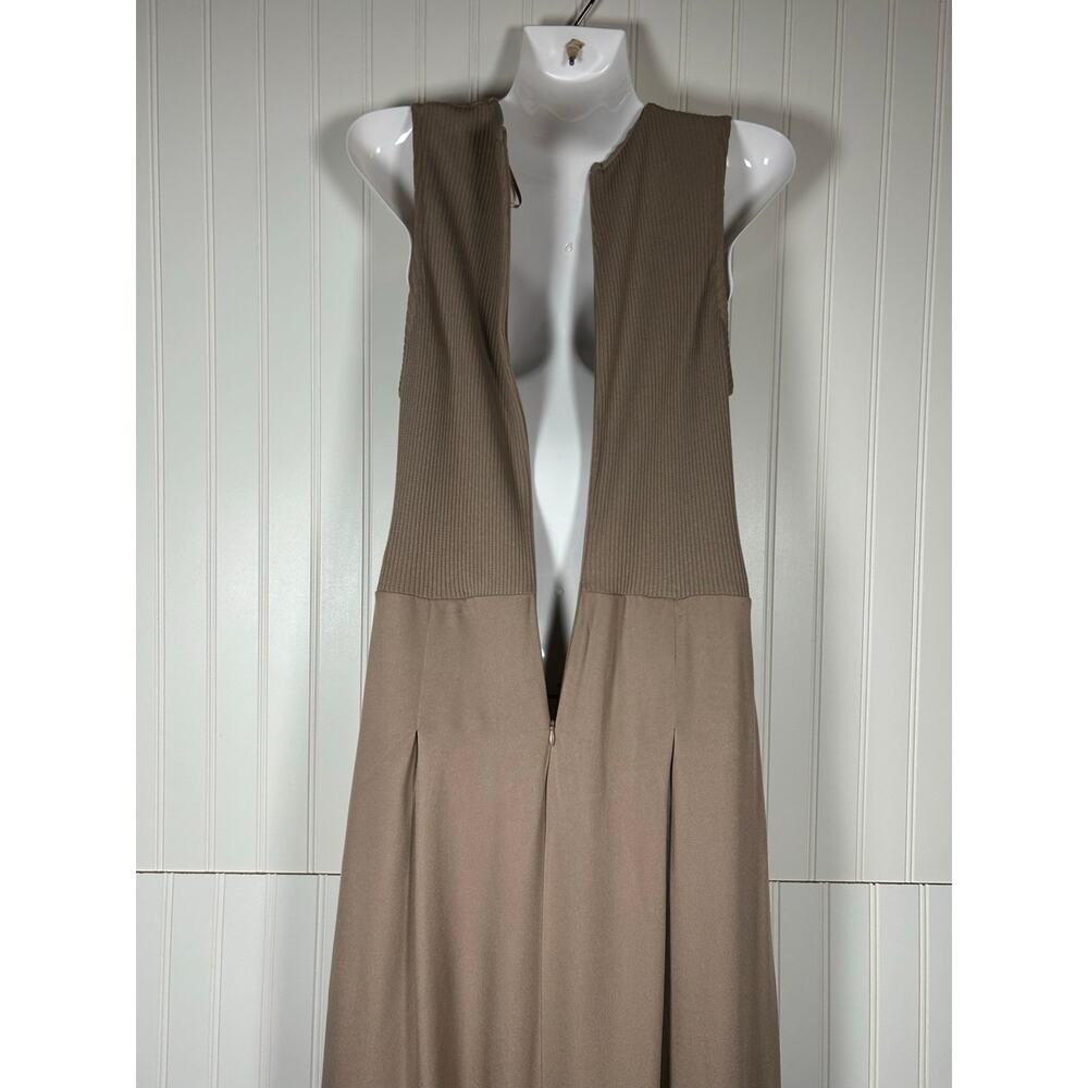 ZARA compound wrab jumpsuit wide legs sleeveless cotton beige women’s Sz M NWOT - Picture 6 of 13